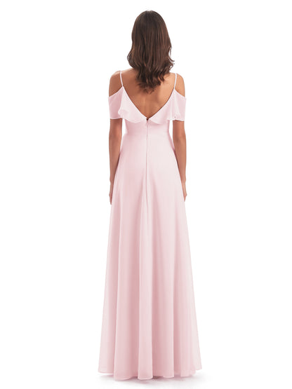 Miya A-line Floor Length Spaghetti Straps Ruffles Long Bridesmaid Dresses