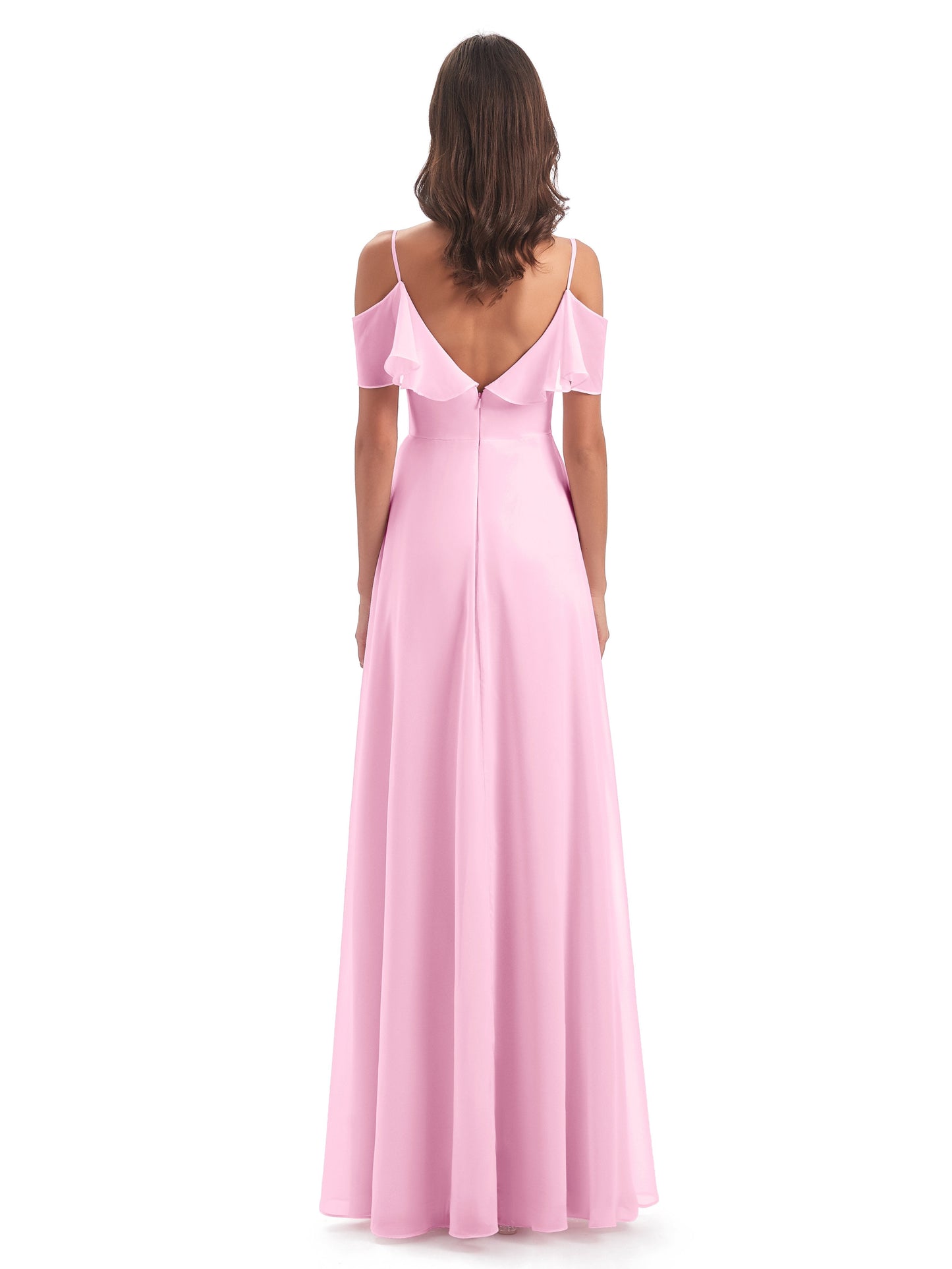Miya A-line Floor Length Spaghetti Straps Ruffles Long Bridesmaid Dresses