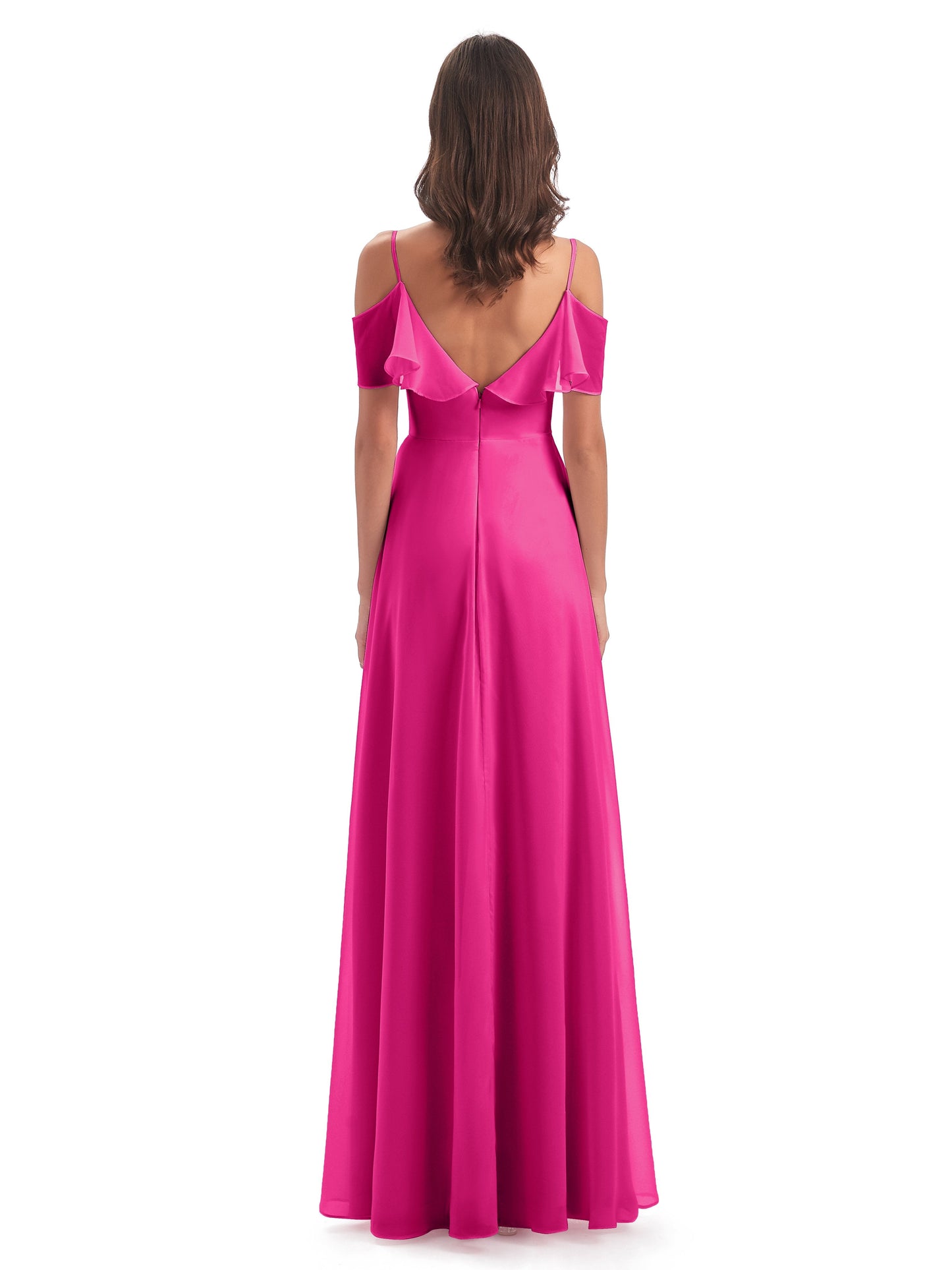 Miya A-line Floor Length Spaghetti Straps Ruffles Long Bridesmaid Dresses