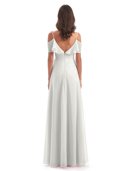 Miya A-line Floor Length Spaghetti Straps Ruffles Long Bridesmaid Dresses