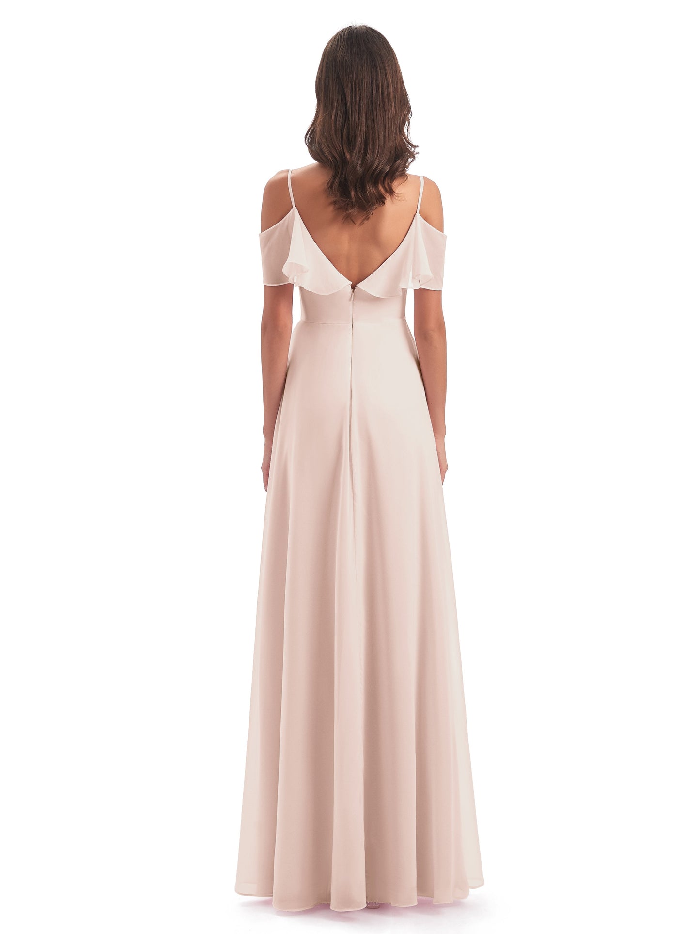 Miya A-line Floor Length Spaghetti Straps Ruffles Long Bridesmaid Dresses