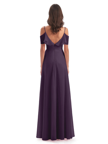 Miya A-line Floor Length Spaghetti Straps Ruffles Long Bridesmaid Dresses