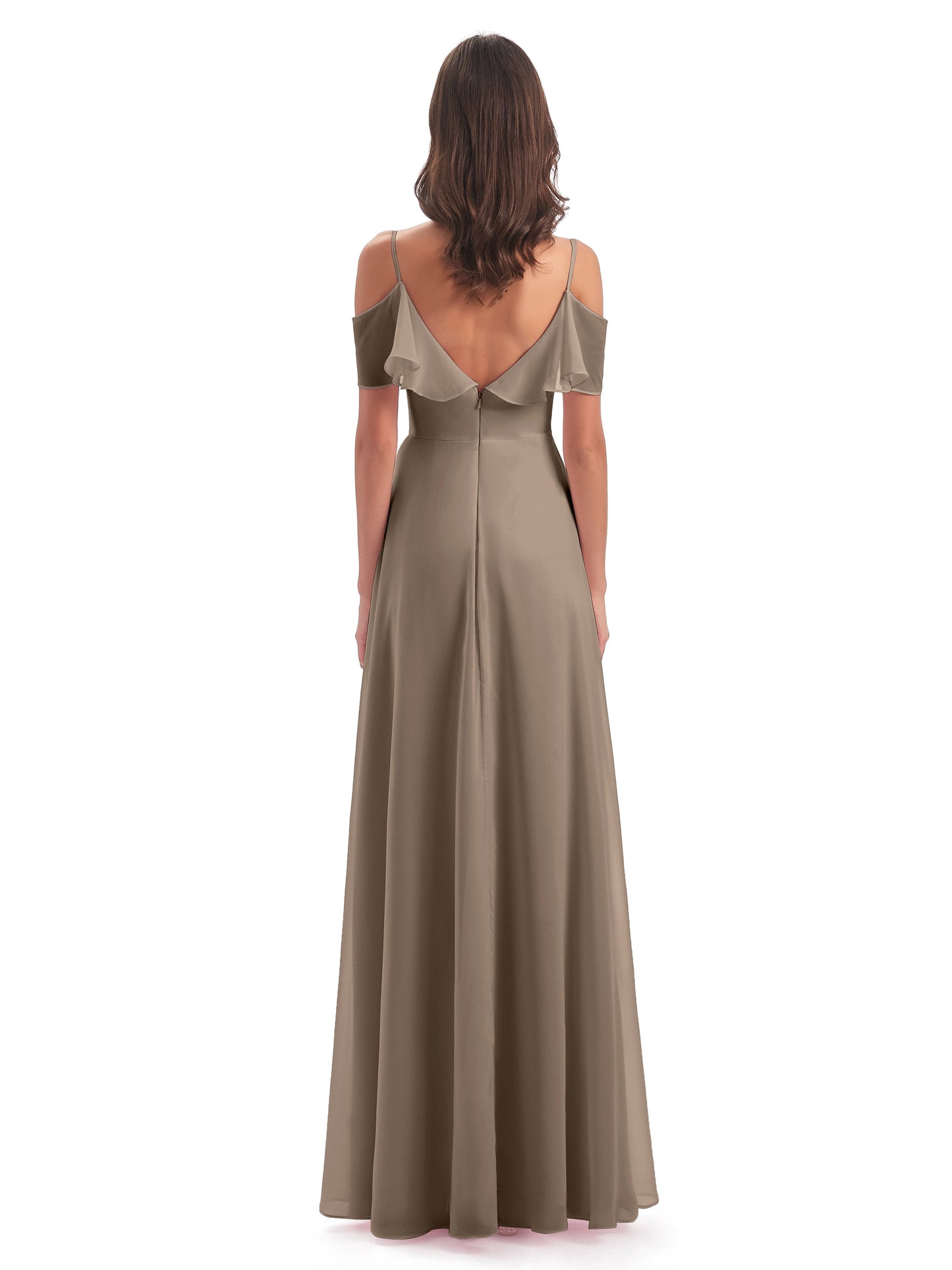 Miya A-line Floor Length Spaghetti Straps Ruffles Long Bridesmaid Dresses