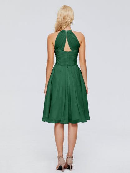 Molly Halter Knee Length Chiffon Bridesmaid Dresses With Pockets