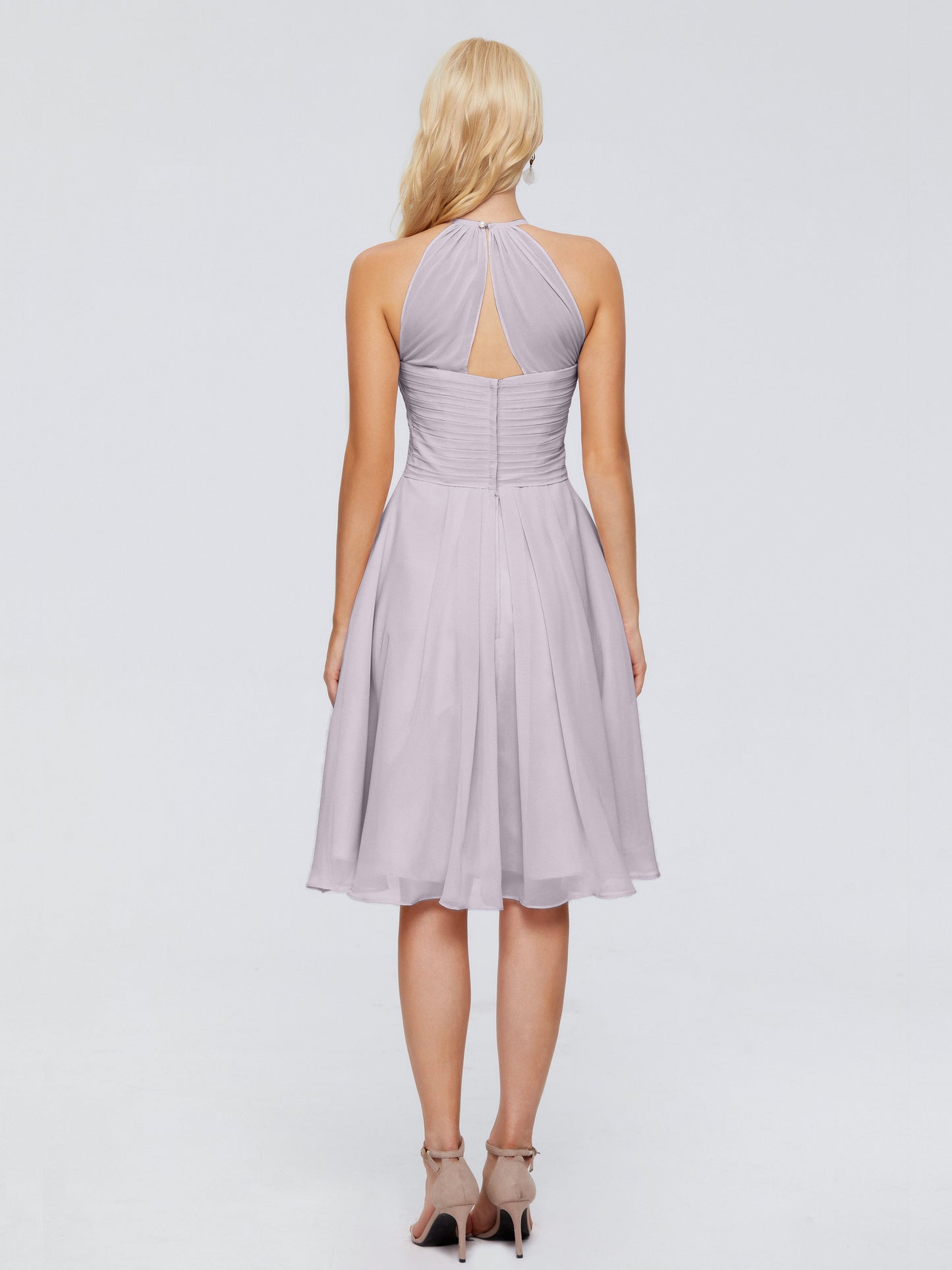 Molly Halter Knee Length Chiffon Bridesmaid Dresses With Pockets