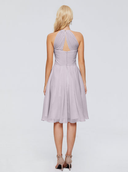 Molly Halter Knee Length Chiffon Bridesmaid Dresses With Pockets