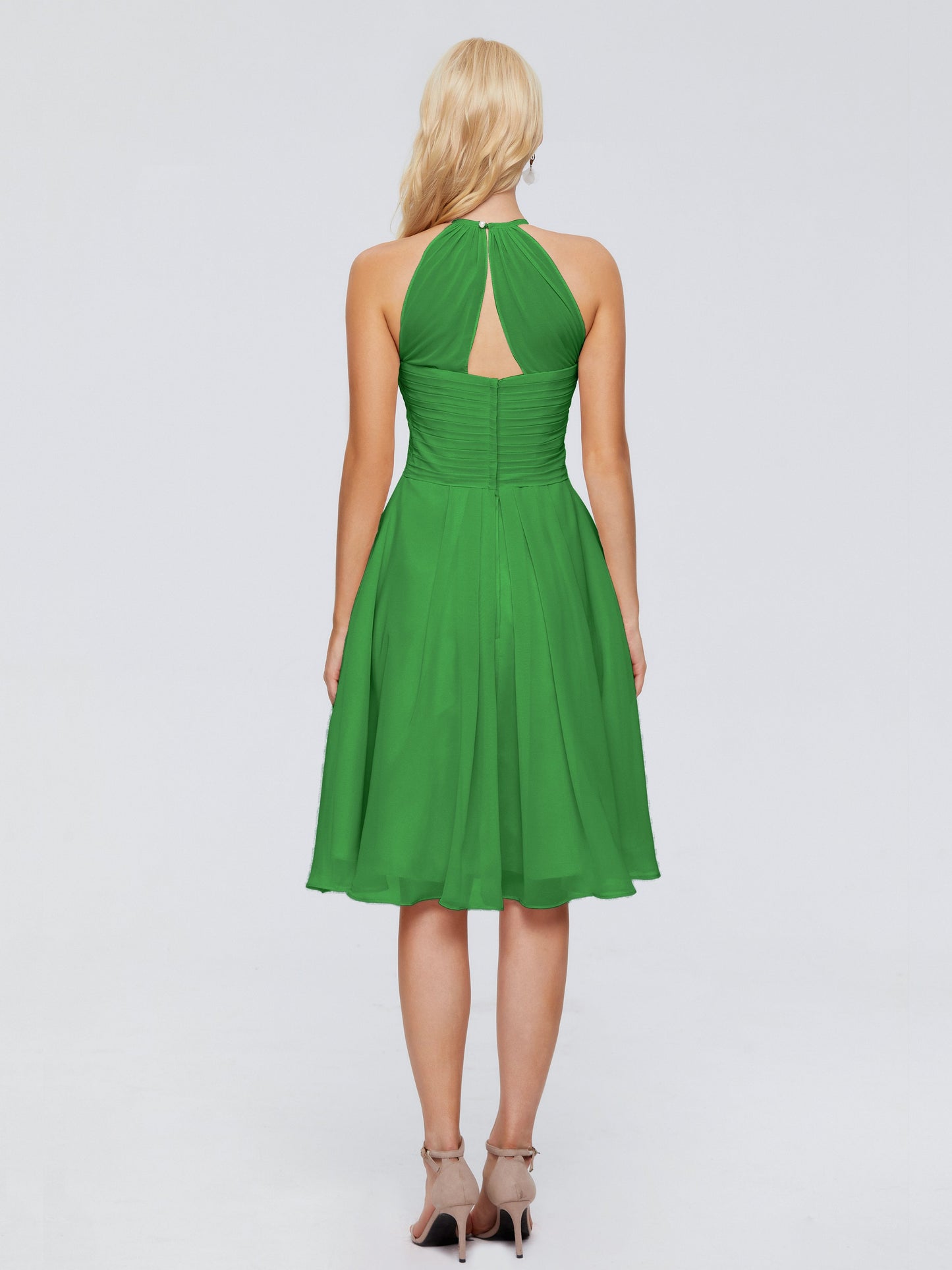 Molly Halter Knee Length Chiffon Bridesmaid Dresses With Pockets