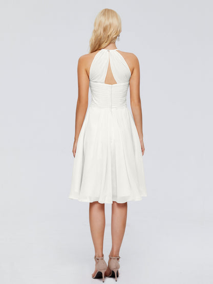 Molly Halter Knee Length Chiffon Bridesmaid Dresses With Pockets
