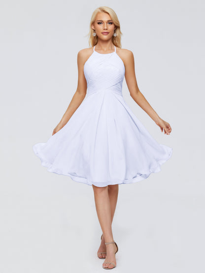 Molly Halter Knee Length Chiffon Bridesmaid Dresses With Pockets