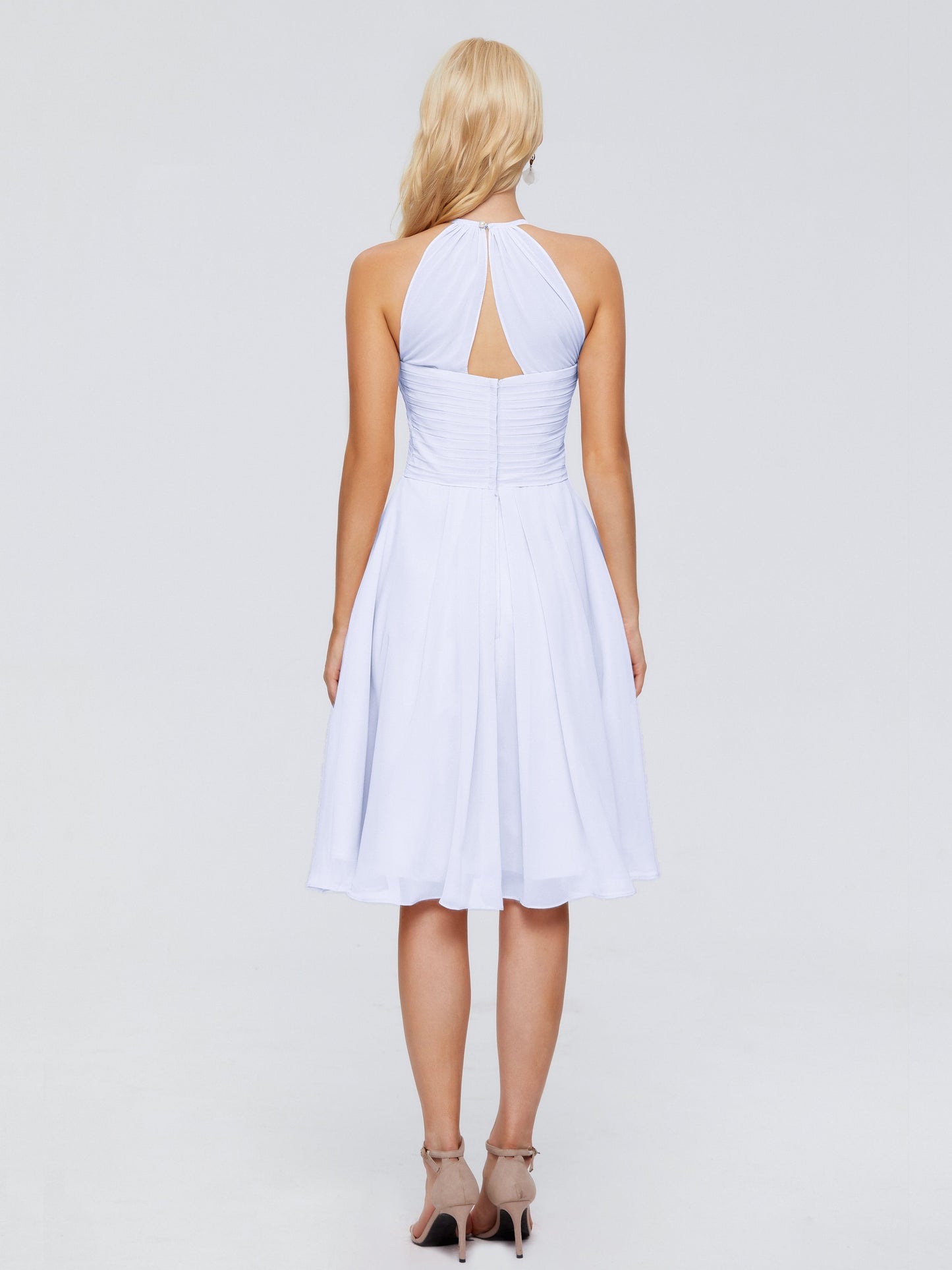 Molly Halter Knee Length Chiffon Bridesmaid Dresses With Pockets