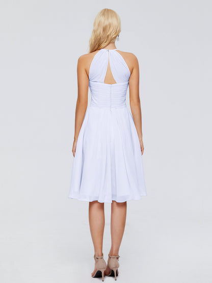 Molly Halter Knee Length Chiffon Bridesmaid Dresses With Pockets