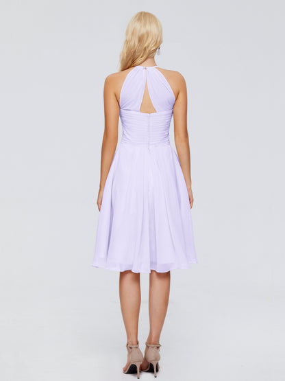 Molly Halter Knee Length Chiffon Bridesmaid Dresses With Pockets