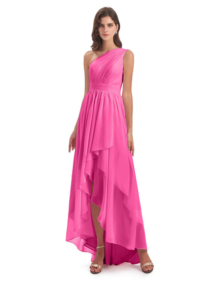 Monserrat One Shoulder High Low Chiffon Bridesmaid Dresses