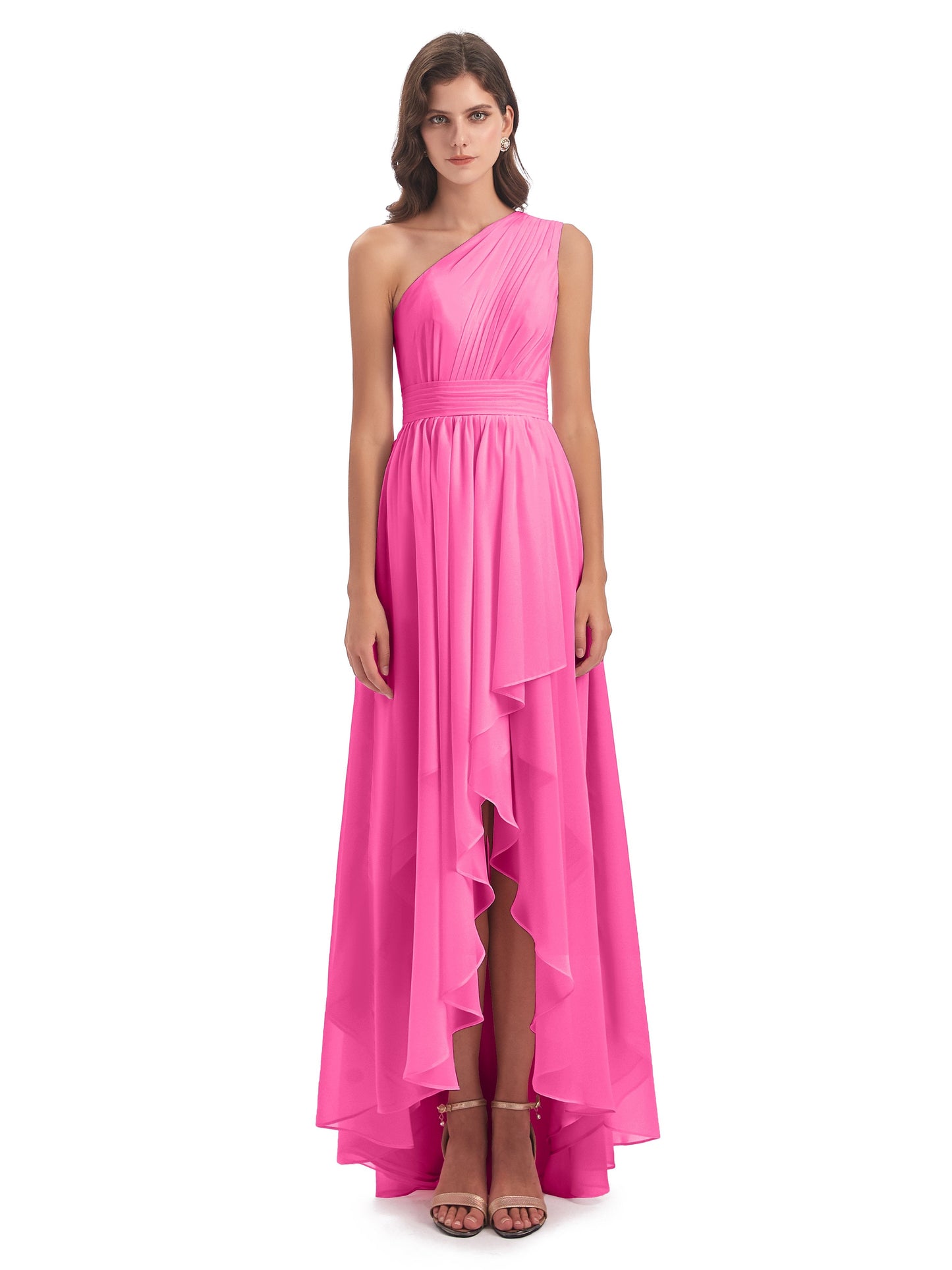 Monserrat One Shoulder High Low Chiffon Bridesmaid Dresses