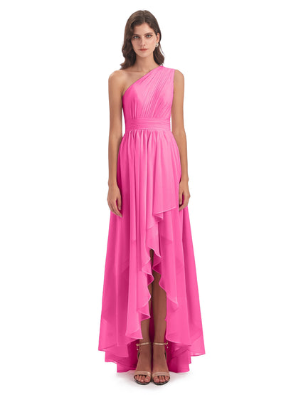 Monserrat One Shoulder High Low Chiffon Bridesmaid Dresses