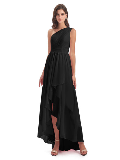 Monserrat One Shoulder High Low Chiffon Bridesmaid Dresses