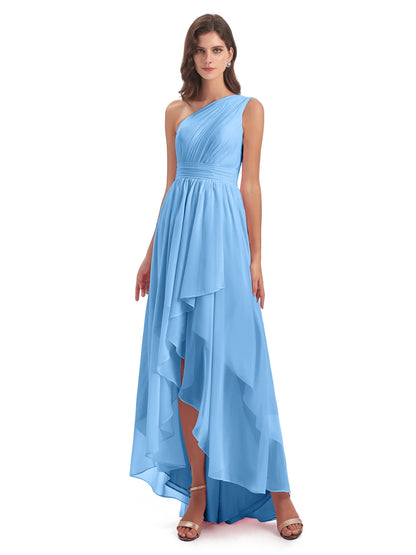 Monserrat One Shoulder High Low Chiffon Bridesmaid Dresses