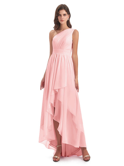 Monserrat One Shoulder High Low Chiffon Bridesmaid Dresses