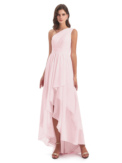 Monserrat One Shoulder High Low Chiffon Bridesmaid Dresses