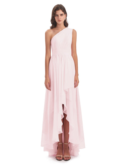Monserrat One Shoulder High Low Chiffon Bridesmaid Dresses