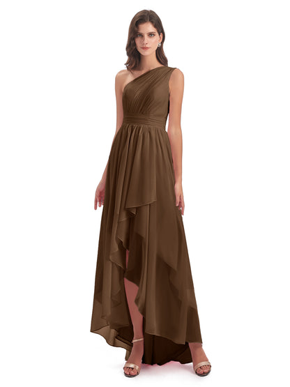 Monserrat One Shoulder High Low Chiffon Bridesmaid Dresses
