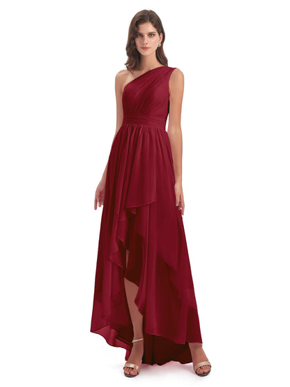 Monserrat One Shoulder High Low Chiffon Bridesmaid Dresses
