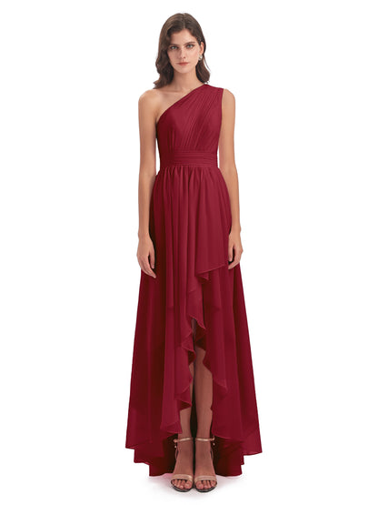 Monserrat One Shoulder High Low Chiffon Bridesmaid Dresses