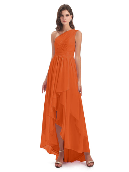Monserrat One Shoulder High Low Chiffon Bridesmaid Dresses