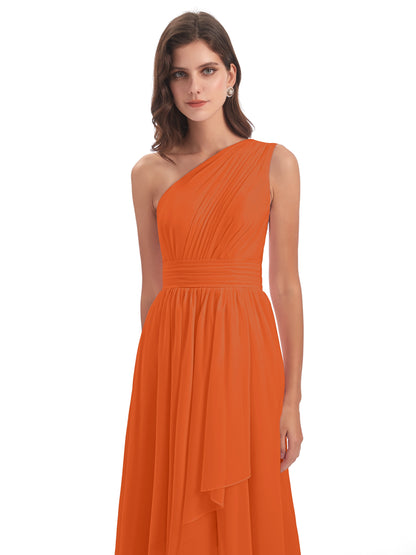 Monserrat One Shoulder High Low Chiffon Bridesmaid Dresses