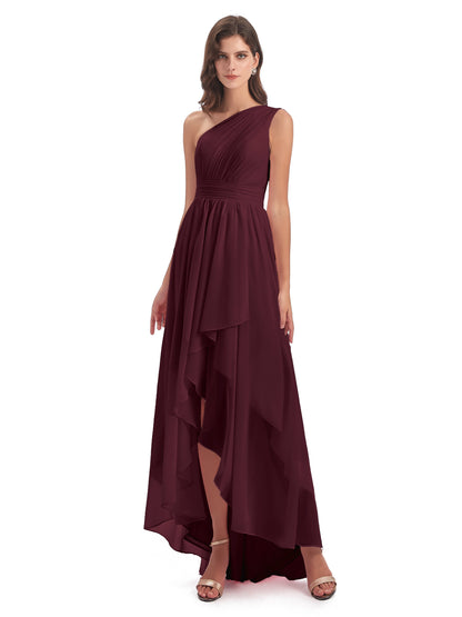 Monserrat One Shoulder High Low Chiffon Bridesmaid Dresses