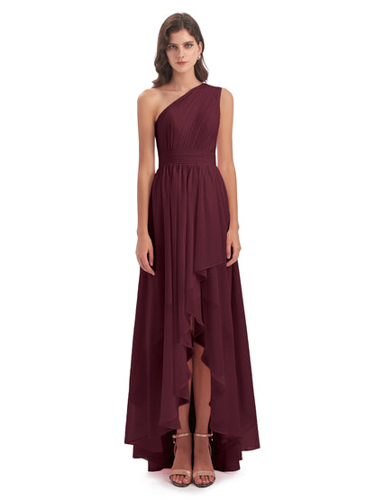 Monserrat One Shoulder High Low Chiffon Bridesmaid Dresses