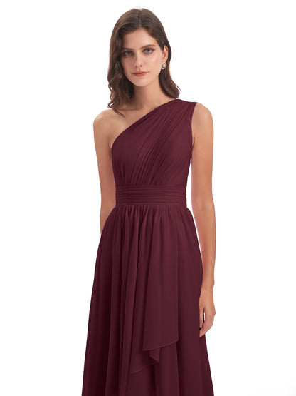 Monserrat One Shoulder High Low Chiffon Bridesmaid Dresses