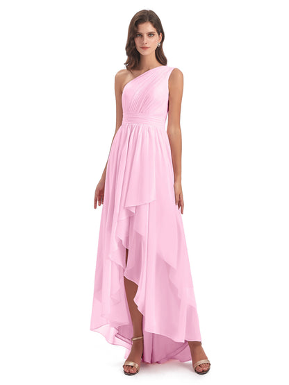 Monserrat One Shoulder High Low Chiffon Bridesmaid Dresses