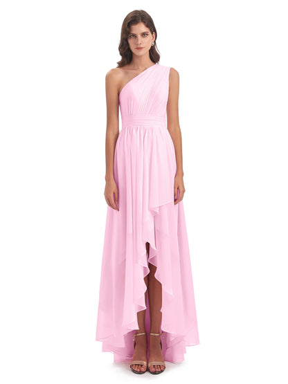 Monserrat One Shoulder High Low Chiffon Bridesmaid Dresses