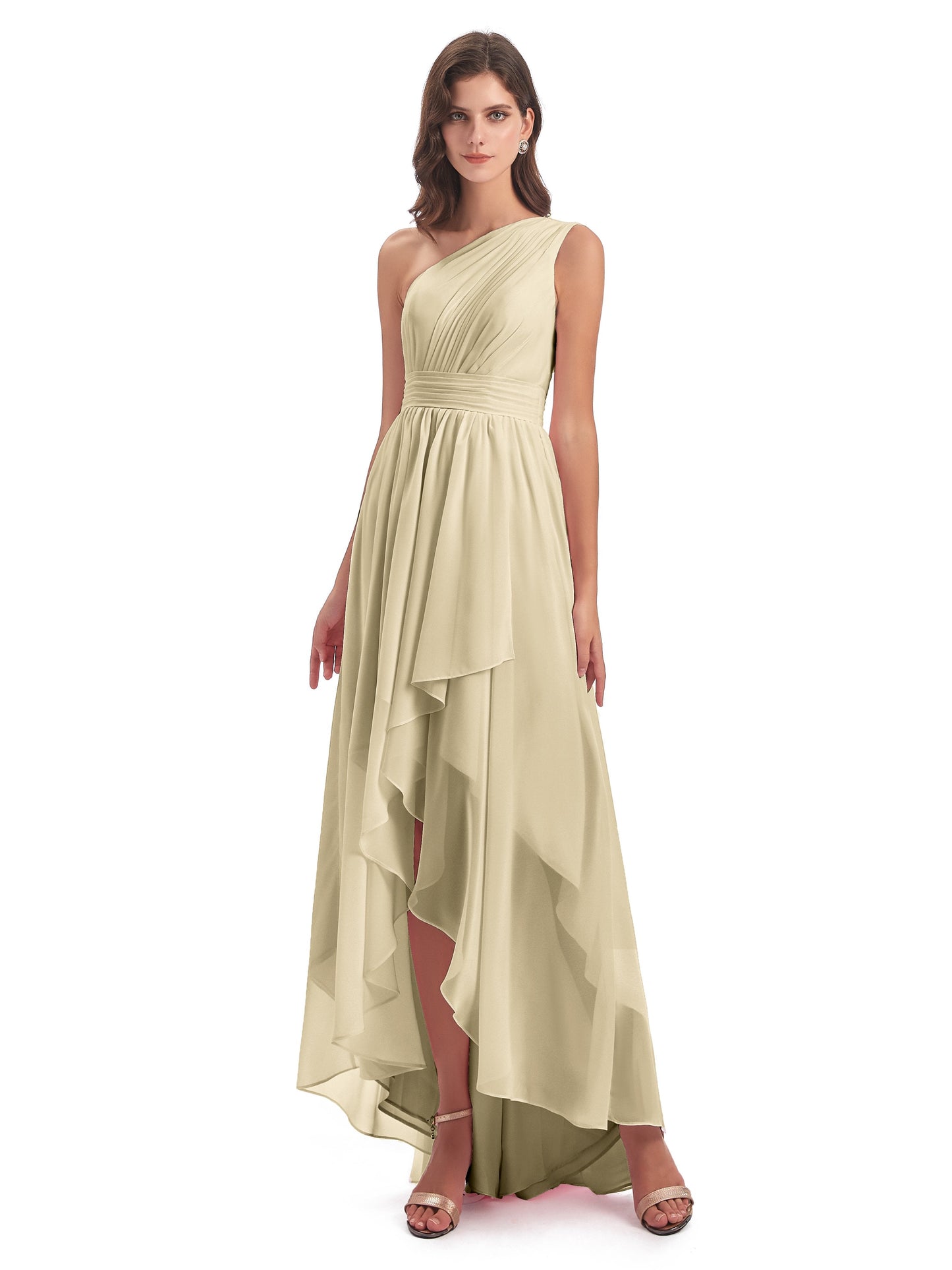 Monserrat One Shoulder High Low Chiffon Bridesmaid Dresses