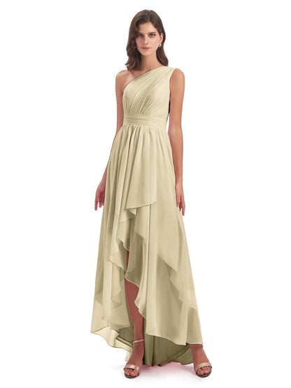 Monserrat One Shoulder High Low Chiffon Bridesmaid Dresses
