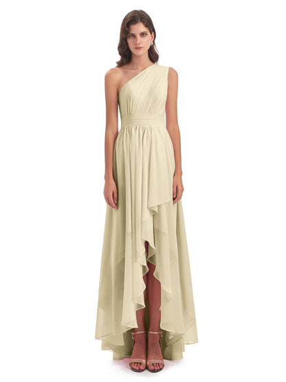 Monserrat One Shoulder High Low Chiffon Bridesmaid Dresses