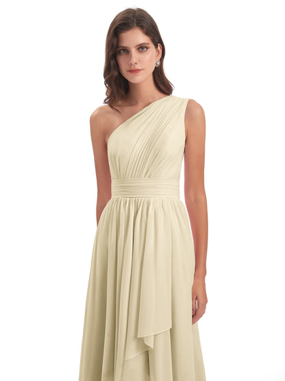 Monserrat One Shoulder High Low Chiffon Bridesmaid Dresses