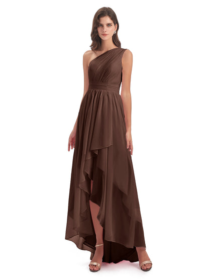 Monserrat One Shoulder High Low Chiffon Bridesmaid Dresses