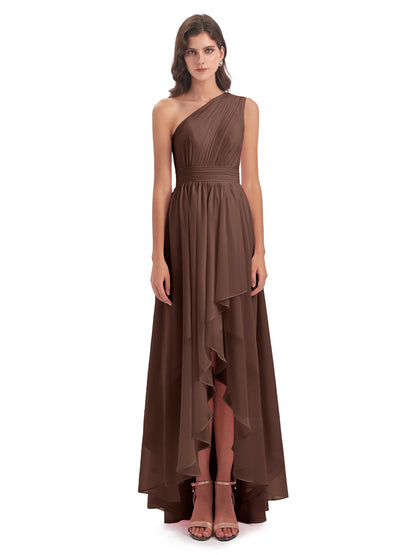 Monserrat One Shoulder High Low Chiffon Bridesmaid Dresses