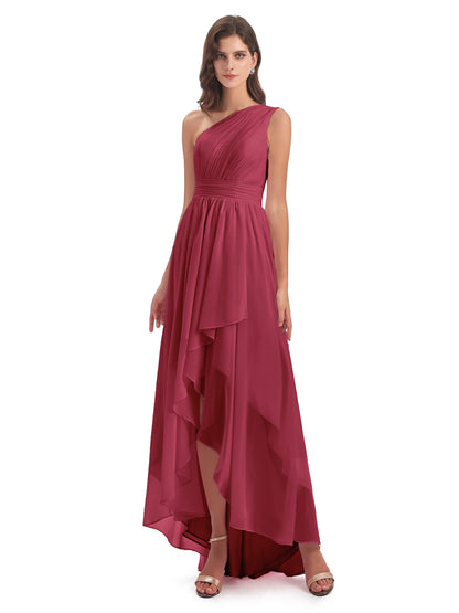 Monserrat One Shoulder High Low Chiffon Bridesmaid Dresses