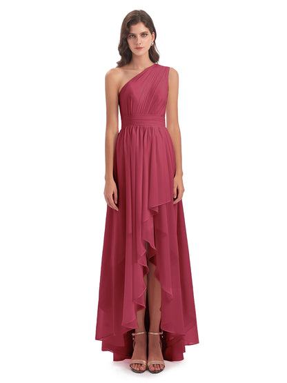 Monserrat One Shoulder High Low Chiffon Bridesmaid Dresses