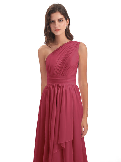 Monserrat One Shoulder High Low Chiffon Bridesmaid Dresses