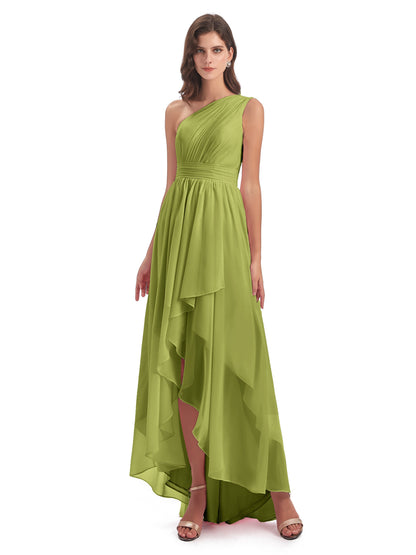 Monserrat One Shoulder High Low Chiffon Bridesmaid Dresses