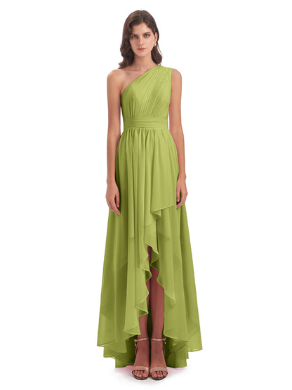 Monserrat One Shoulder High Low Chiffon Bridesmaid Dresses