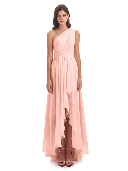Monserrat One Shoulder High Low Chiffon Bridesmaid Dresses