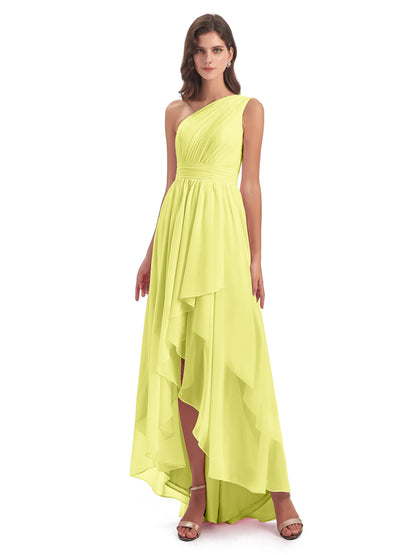 Monserrat One Shoulder High Low Chiffon Bridesmaid Dresses