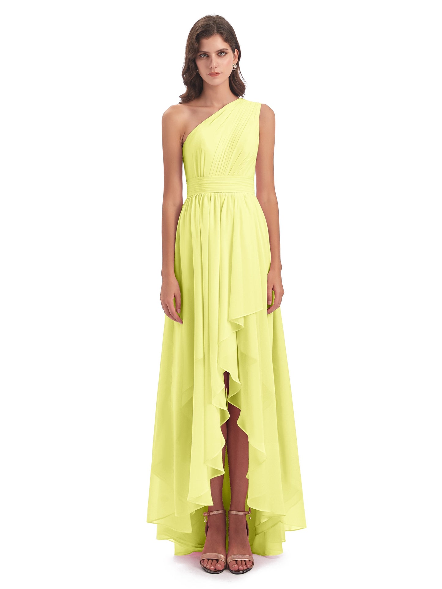 Monserrat One Shoulder High Low Chiffon Bridesmaid Dresses