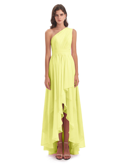 Monserrat One Shoulder High Low Chiffon Bridesmaid Dresses