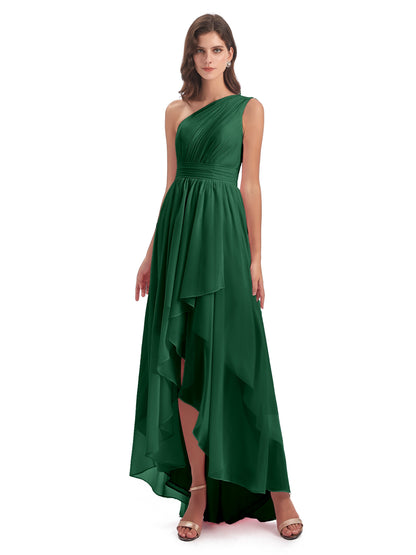 Monserrat One Shoulder High Low Chiffon Bridesmaid Dresses